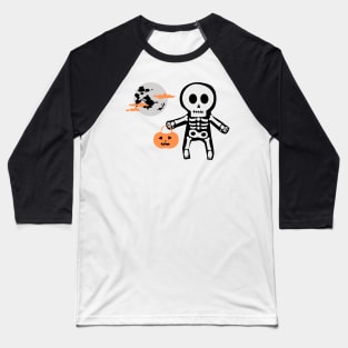 yellow pumpkin white skeleton design Baseball T-Shirt